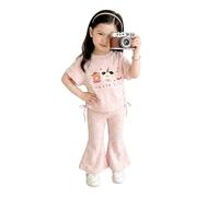 Summer Outfit, Girls' Short Sleeve Top with Flared Trousers, Comfortable Two-Piece Set, Girls for Toddlers, Playwear, Breathable, Comfortable, Casual Wear