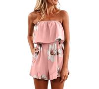 Summer Overalls Jumpsuits Women UK Dungarees Shorts Elegant Bandeau Romper Sleeveless Work Clothing Solid Ladies Strapless Trouser Suit Adjustable Waist Sexy Backless Going Out
