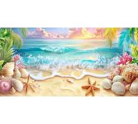 Summer Paint by Numbers for Adults, Canvas for Painting DIY Paint by Numbers Kits Canvas Wall Art Without Frame Large Watercolor Painting Kit, Gifts for Friends, Wall Decor, 80x160cm Waves e-837