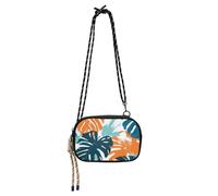 Summer Palm Leaves Green Orange Sling Purse Crossbody for Mens Waterproof with Credit Card Slots Over The Shoulder Purse Walk the dog