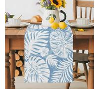Summer Palm Leaves Monstera Leaf Table Runner 72 Inches Long,Table Runners Kitchen Dining Tables Decoration for Home Party Decor, Tropical Plants Tables Runner Wedding Dresser Scarf