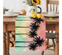 Summer Palm Silhouettes Table Runner 72 Inches Long,Table Runners Kitchen Dining Tables Decoration for Home Party Decor, Colorful Sunset Sky Tables Runner Wedding Dresser Scarf