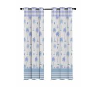 Summer Palm Tree Blackout Curtains for Bedroom Living Room, Tropical Blue Coconut Trees Plaid Border 63 In Long Thermal Insulated Room Darkening Drapes Grommet Window Treatments, 42 x 63 In