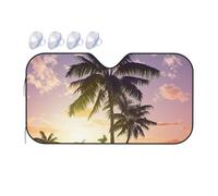 Summer Palm Tree Car Windshield Sun Shade Foldable Car Front Window Sunshade for Sun, Heat and UV Rays, Auto Sun Blocker Visor Protector for Cars, SUVs Small