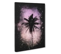 Summer Palm Tree Paint Splash Canvas Print | Gallery Wrapped 30mm Frame Wall Art | 30x20 inches | Ready to Hang | Modern Floral Picture | Living Room Bedroom Lounge Office