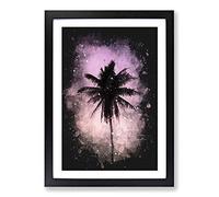 Summer Palm Tree Paint Splash Framed Print | A2 Black Framed Wall Art | Ready to Hang | Modern Floral Picture | Living Room Bedroom Lounge Office