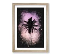 Summer Palm Tree Paint Splash Framed Print | A2 Oak Framed Wall Art | Ready to Hang | Modern Floral Picture | Living Room Bedroom Lounge Office