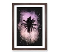 Summer Palm Tree Paint Splash Framed Print | A2 Walnut Framed Wall Art | Ready to Hang | Modern Floral Picture | Living Room Bedroom Lounge Office