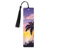 Summer Palm Tree Print 5pcs Wooden Bookmarks with Tassels, Reading Page Markers Book Marks, Gifts for Men Women