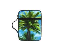 Summer Palm Tree Print Book Protector Holder Case, Study Bible Carrying Case With Multiple Internal Compartments