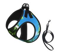 Summer Palm Tree Print Dog Harness Reflective Pet Vest Harness Puppy Harnesses Leash Set,For Walking Training