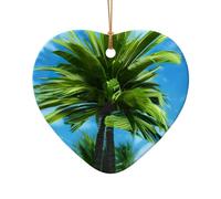 Summer Palm Tree Print Xmas Ceramic Ornaments Christmas Tree Hanging Pendants Home Holiday Decor Gifts