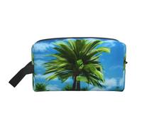 Summer Palm Tree Printed Toiletry Storage Bag, Large Capacity Organizer Pouch for Power Bank and Cables Use