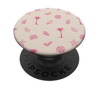 Summer Palm Trees and Shells in Pink PopSockets Adhesive PopGrip
