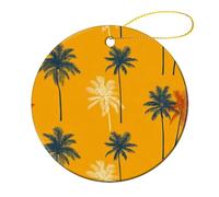 Summer Palm Trees Pattern Christmas Tree Hanging Ornaments,2 Pieces, 7.2CM Round Double-Sided