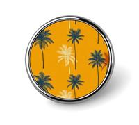 Summer Palm Trees Pattern Round Brooch for Men Women Fashion Badge Collar Pin Dress Jacket Backpack Accessories