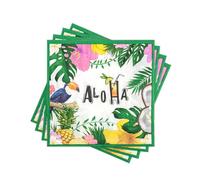 Summer Paper Napkins Disposable Decorative Aloha Tropical Palm Leaf Printed Dinner/Lunch Napkins for Beach Party, Table, Home Decor. 80PCS, 2-Ply, Folded 6.5 x 6.5 In.