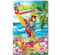 Summer Parrot Beach It's 5 O'clock Somewhere Palm Trees Pool Bars 6x8 in Tin Sign Home Decor Art Metal Signs Wall Poster
