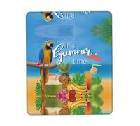 Summer Parrot Pineapple Bird Large Gaming Mouse Pad With Stitched Edges, Durable Non-Slip Natural Rubber Base