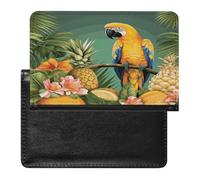 Summer Parrot Pineapple Bird Passport Holder Vaccine Card Holder Travel Document Organizer Credit Card Organizer for Women/Men