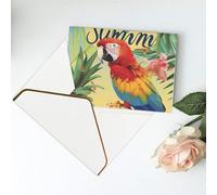 Summer Parrot Pineapple Bird Printed Blank Greeting Card-Christmas Card,Thank You Cards,Party Invitation Card Festival Greeting Cards & All Occasion White