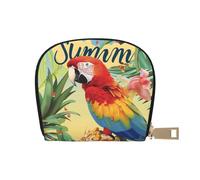 Summer Parrot Pineapple Bird Printed Card Holder Wallet, Women's PU Leather Card Case Wallet & Pocket Wallet