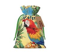 Summer Parrot Pineapple Bird Printed Christmas Drawstring Gift Bags-Xmas Wrapping Bags,Candy Bag,For Holiday Party Decorations,Wedding Party Supplies M Green Christmas Ribbon