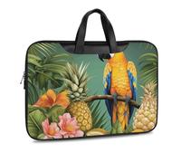 Summer Parrot Pineapple Bird Printed Leather Shoulder Messenger Bag Briefcase for Men Women Travel Business Office Hangbag Laptop Pack Crossbody