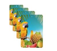 Summer Parrot Pineapple Birds Car Air Freshener Cards for Women Men 4 Pack Cute Car Accessories Long Lasting Scent Car Diffuser Hanging Auto Aromatherapy Tablets Car Fresheners Gifts