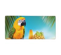 Summer Parrot Pineapple Birds Desk Pad Protector Leather Office Desk Mat XXL Large Gaming Mouse Pad Non-Slip Waterproof Desktop Computer Keyboard Mat for Office Home 35.5 X 16 in