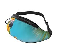 Summer Parrot Pineapple Birds Fanny Pack for Men Women, Waterproof Sports Waist Bag Fashion Belt Bag Crossbody Bags Hip Bum Bag with Adjustable Strap Large Sling Bag Purse for Travel Hiking