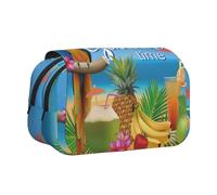 Summer Parrot Pineapple Birds Flip-Top Double-Layer Pencil Case,Large Capacity (Holds 50 Pens/Pencis),Full-Print Durable Polyester School Office Supplies
