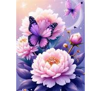Summer Peony Butterfly 500 Piece Jigsaw Puzzles for Adults, Fun jigsaw puzzles 500 pieces, Challenging Puzzle Perfect for Game Nights, Finished Puzzle Size is 52x38cm
