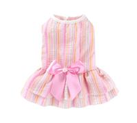 Summer Pet Cat Puppy Princess Dress Pet Clothes Striped Plaid Dresses with Bow Cats Kitten Rabbit Sphynx Clothing Pet Supplies