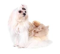 Summer Pet Cloth Small Dog, Dog Wedding Dress Rose Gold Dog Dress Dress Puppy Sequined Princess Bubble Skirt Wedding Costume (S)