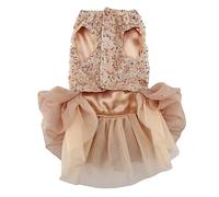 Summer Pet Cloth Small Dog, Dog Wedding Dress Rose Gold Dog Dress Dress Puppy Sequined Princess Bubble Skirt Wedding Costume (S)