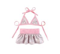 Summer Pet Clothing Bikini Set Teddy Beach Doll Dog and Cat Swimsuit (Pink,M)