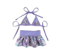 Summer Pet Clothing Bikini Set Teddy Beach Doll Dog and Cat Swimsuit (Purple,M)