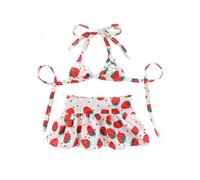 Summer Pet Clothing Bikini Set Teddy Beach Doll Dog and Cat Swimsuit (Strawberry,M)