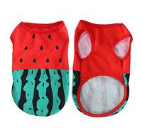 Summer Pet Watermelon Clothes Dog Vest NonSticky Lightweight Sleeveless TShirt, Made for Cotton, Cool with Watermelon Design Bamboo Casual Apparel Shirt (XS) (S)