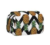 Summer Pineapple Flip-Top Double-Layer Pencil Case,Large Capacity (Holds 50 Pens/Pencis),Full-Print Durable Polyester School Office Supplies