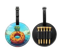 Summer Pineapple Fruit Black Printed golf tee storage bag - portable design, easy to organize tee, Black, One Size