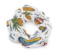 Summer Pineapple Ice Cream Orange Juice Women's Hair Ties Elastic Scrunchies Silk Like Scrunchy Accessories for Sleep