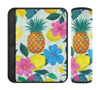 Summer Pineapple Lemon Floral Pattern Blue 2 Pack car Accessory Protects Your Neck and Shoulders for Backpack funda para cinturón de carro