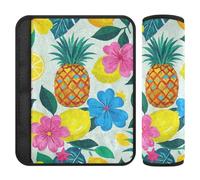 Summer Pineapple Lemon Floral Pattern Blue 2 pcs carseat Strap Covers, More Comfort Driving, Cute Seatbelt Cover for SUV SUV Van 10x7.7 in forro para cinturon de seguridad