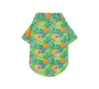 Summer Pineapple Palm Leaf Green Summer Dog Shirt Button Up Lightweight and Breathable Short Sleeve Pet T-Shirt Doggy Sweatshirt Puppy Kitten Perfect for Everyday Wear, and Photoshoots 4XL