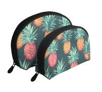 Summer Pineapple Portable Shell Cosmetic Bag Set - Travel Makeup Organiser with Zipper & Inner Compartments