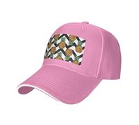 Summer Pineapple Print Adjustable Size Sandwich Baseball Cap Breathable Unisex Casual Hat Daily Use Sport Pink