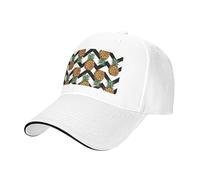 Summer Pineapple Print Adjustable Size Sandwich Baseball Cap Breathable Unisex Casual Hat Daily Use Sport White