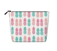 Summer Pineapple Print Fake Hemp Makeup Bag Cosmetic Pouch Travel Toiletry Bag Waterproof Organizer for Women